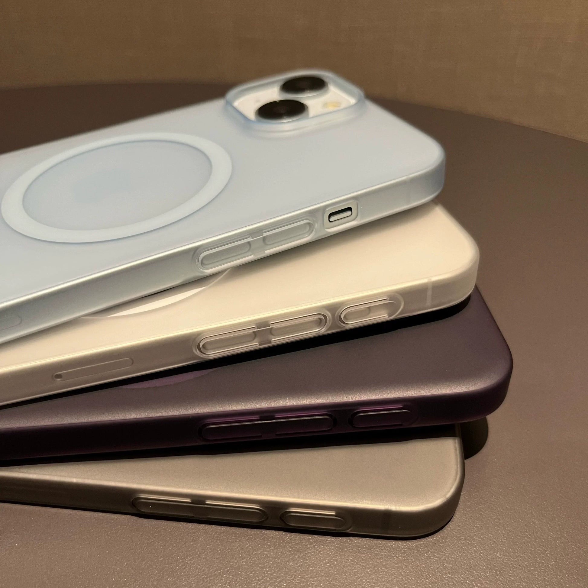 Close-up of MagShield ultra slim matte MagSafe iPhone case showing camera protection and precise magnetic ring alignment