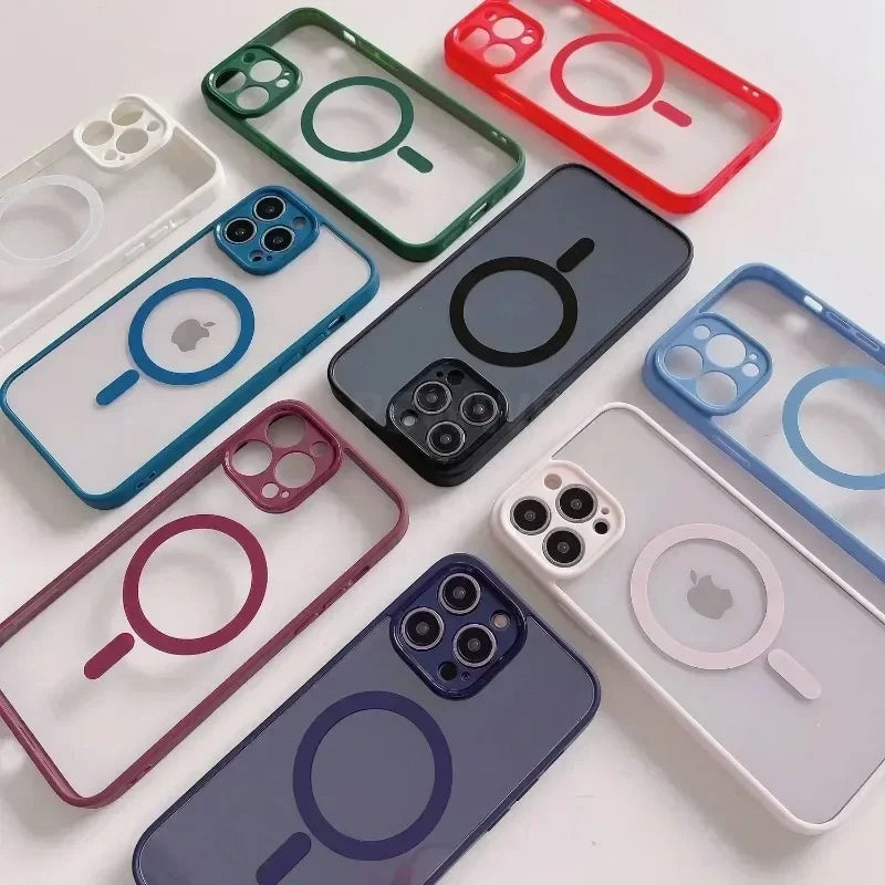 "Frost matte MagSafe iPhone case – side view showing precise cutouts and slim protective edges"

